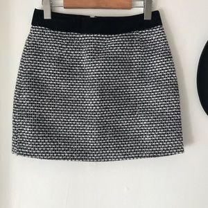 Jack Wills tweed mini A-line wool skirt in black & white